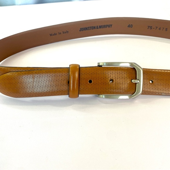 Johnston & Murphy Micro Perf Leather Belt Perforated Brown size 40 Made in Italy - Picture 12 of 17